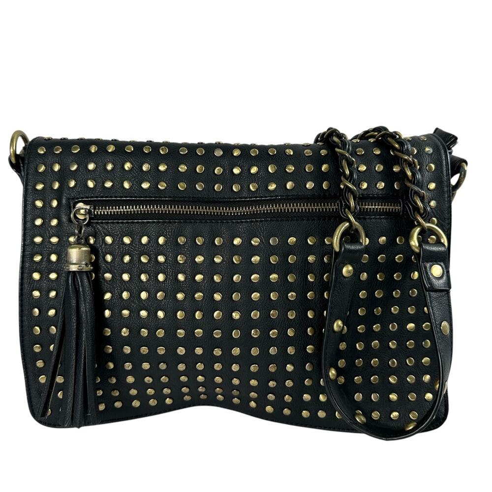 Urban Expressions Certified Vegan Studded Leather Black Shoulder Purse Handbag